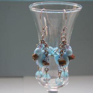 Ice blue earrings silver colored chain