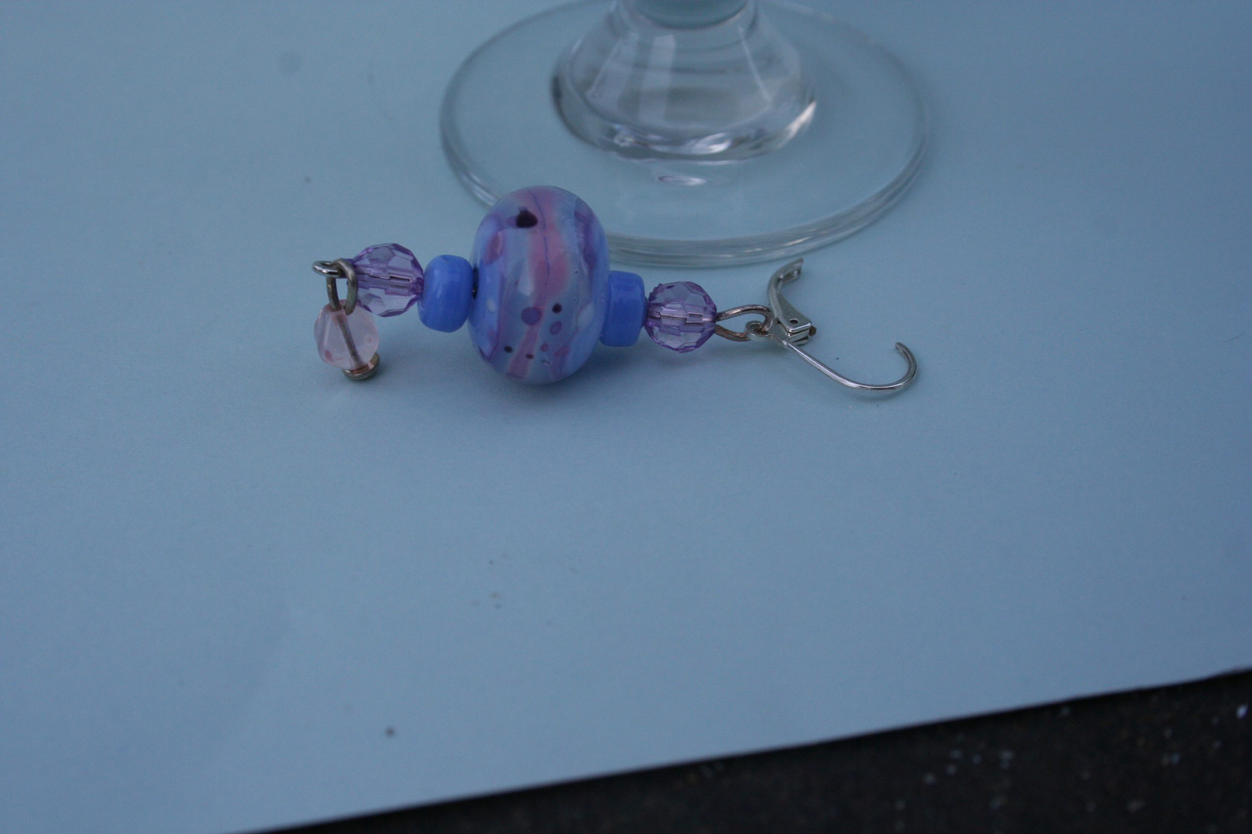 Pink Lily or Tulip Glass Bead Earrings