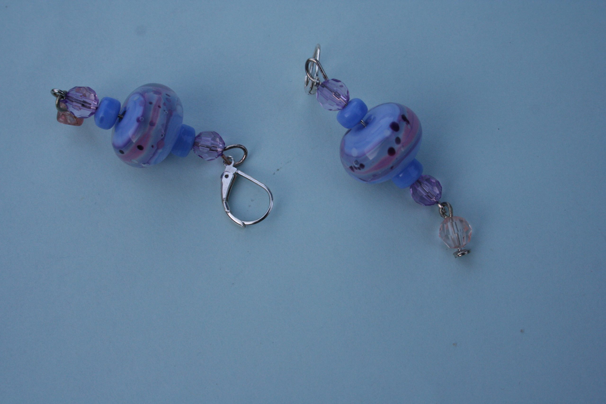 Blue and Yellow FlowerFloral Lampwork Earrings SRA  Lampwork Earrings Lampwork Jewelry Earrings SRA Lampwork Jewelry