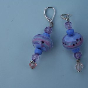 lampwork lilac pink glass beads earrings