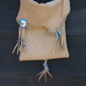 Boho genuine leather shoulder bag with fringe and beads